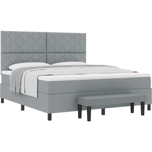 VidaXL svijetlosivi Krevet s Madracem i Klupicom 180x200 cm od Tkanine Slike