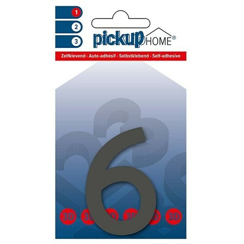Pickup 3D Home Kućni broj Rio (Visina: 6 cm, Motiv: 6, Sive boje, Plastika, Samoljepljivo) Slike