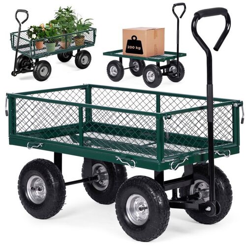 MULTIGARDEN Transportna kolica za baštu 200 kg sa bočnim panelima koji se otvaraju, točkovi na naduvavanje Slike
