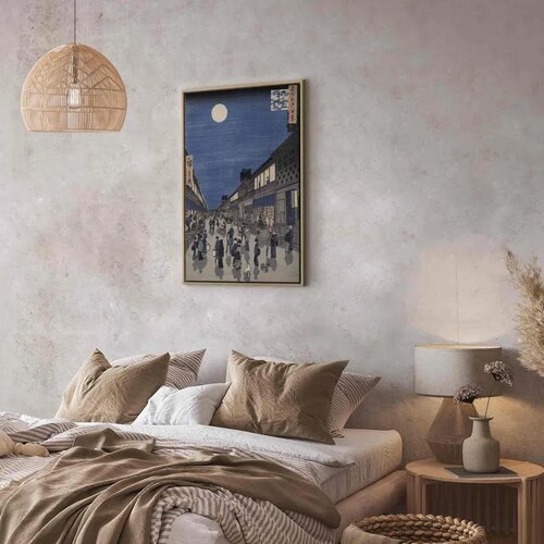  Slika - Utagawa Hiroshige &amp;ndash; Night time view of Saruwaka Street 80x120 U prirodnom drvenom okviru Slike