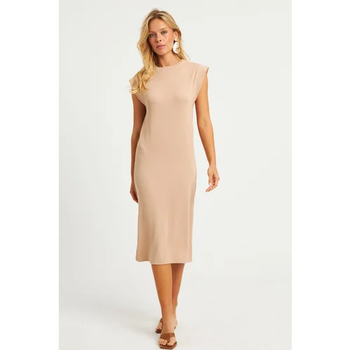 Cool & Sexy Women's Stone Basic Midi Dress