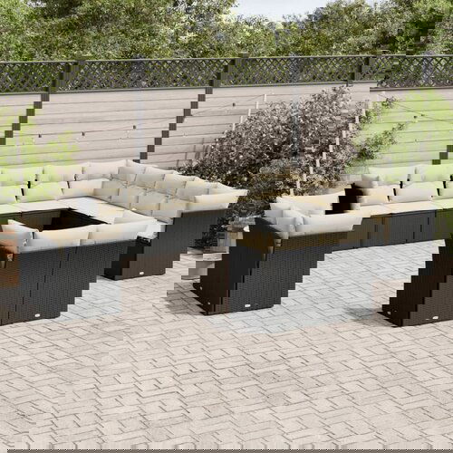 vidaXL 13-dijelni set vrtnih sofa s jastucima poliratan crni Cijene