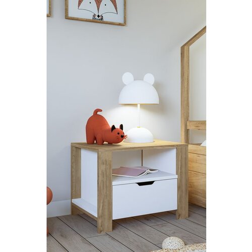 Hanah home nisan 1600-025 light walnutwhite nightstand Cene