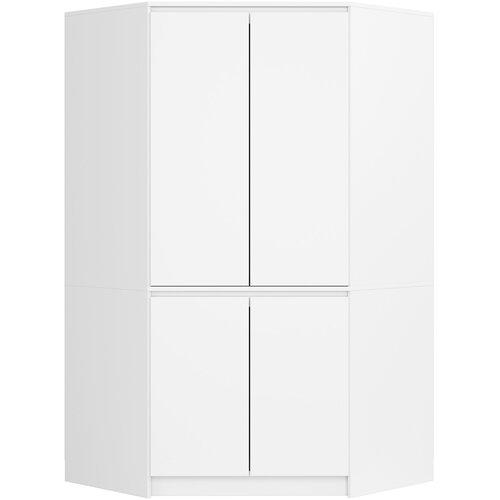 AKORD Kotna Garderobna Omara, 4 Vrata, Bela, (5000331722) Slike