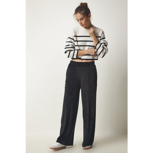  Women&amp;#039;s Black Palazzo Velvet Trousers Slike