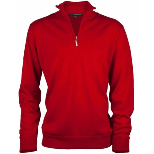 Greg Norman MERINO (50:50) ZIP-NECK Muški pulover za golf, crvena, veličina
