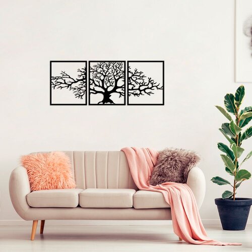 Wallity Set zidnih dekoracija Tree 10, 49x60 cm, 1.5 mm, 3 komada, Crna Slike