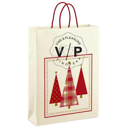  Kesa kartonska za 3 boce bela - crvena jelka Cene