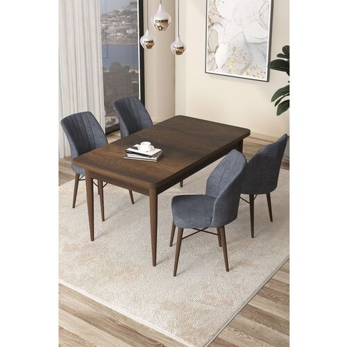 Hanah home arp - baroque, fume baroquefume dining table & chairs set (5 pieces) Cene