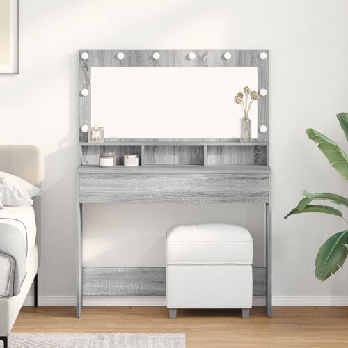vidaXL Sivi sonoma Konstruirano drvo 100 x 41 x 135 cm Ogledalo Cijene