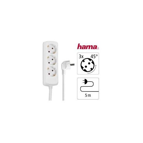 Hama Produžni kabl, 3 utičnice, 5 m, Bijeli Slike