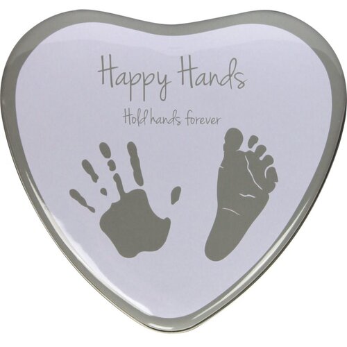Happy Hands 2D Heart Silver/White set za bebine otiske Slike