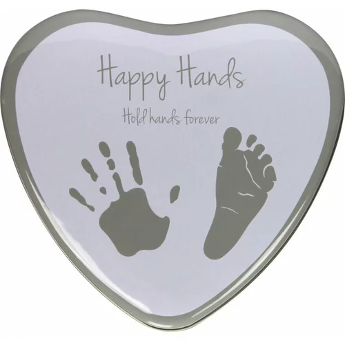 Happy Hands 2D Heart Silver/White set za odtis dojenčkovih dlani in stopal