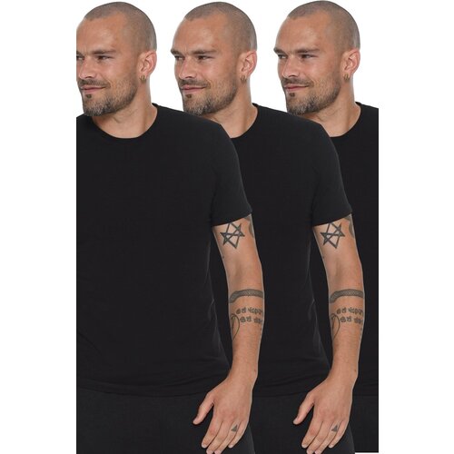 Dewberry TRIPLE SET T8569 BIKE COLLAR MEN'S T-SHIRT-BLACK-BLACK-BLACK Cijene