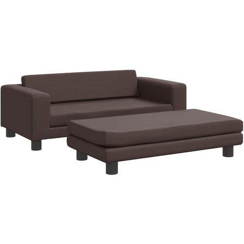 vidaXL Dječja sofa s tabureom smeđa 100 x 50 x 30 cm od umjetne kože Cijene
