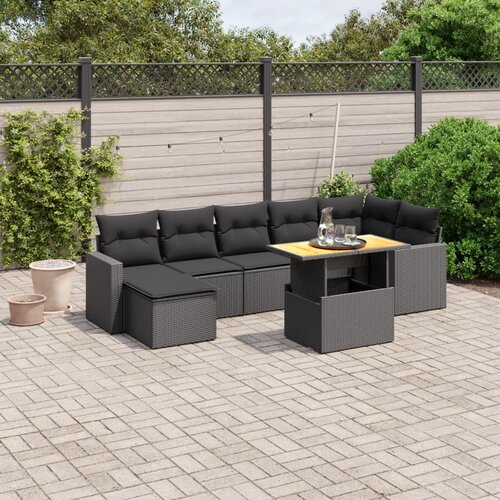 vidaXL 8-dijelni set vrtnih sofa od poliratana s jastucima crni Cijene