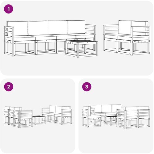  Set vanjskih sofa s jastukom 7 pcs Prirodna i krem Slike
