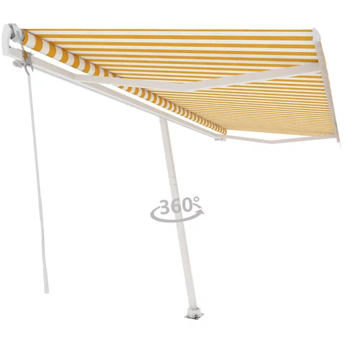 vidaXL Samostojeća automatska tenda 500 x 350 cm žuto-bijela