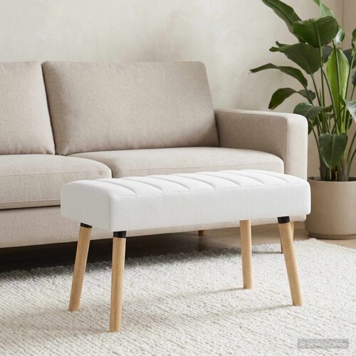  Klupa s utorima Bijela 80 x 40 x 46 cm Tkanina Slike
