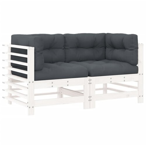 Maison Chic Kotni kavč - Sofa - Kanape z blazinami 2 kosa bela trdna borovina, (21727078) Cene