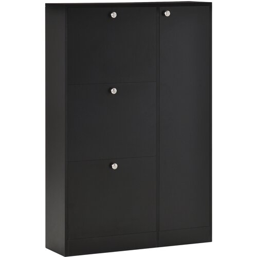 HOMCOM Prostorsko varčna omara za čevlje z 8 predali Les 80 x 24 x 120 cm Črna, (20745369) Slike