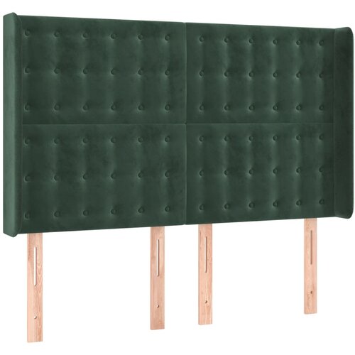 Maison Chic Posteljno vzglavje - Vzglavna omarica - Nočna omarica z ušesi temno zeleno 147x16x118/128 cm žamet, (21710094) Cene