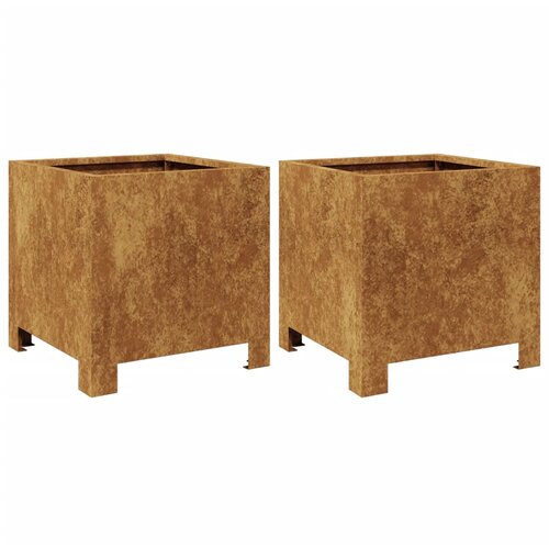 Maison Chic Cvetlično korito - Cvetlični Lonec 2 kosa 30x30x30 cm Weathering Steel, (21789967) Cene