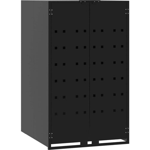 VidaXL Spremi&amp;scaron;te za jednu kantu za otpad crno 69 x 79 x 117 cm čelično Slike