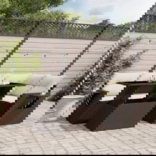 VidaXL 5-dijelni set vrtnih sofa s jastucima poliratan smeđi Slike