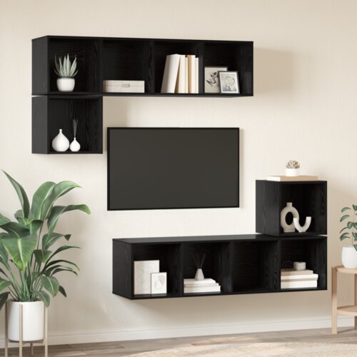 vidaXL Set TV komoda s pohranom 4 pcs Crni hrast 37 x 37 x 142.5 cm Cene
