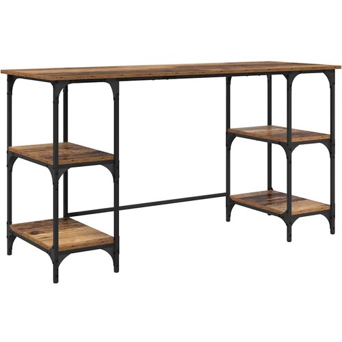  Stol s policom Staro drvo 140 x 50 x 75 cm Konstruirano drvo Slike