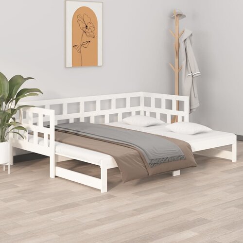  Dnevni ležaj na izvlačenje 2 x (80 x 200) cm bijeli od borovine Cene