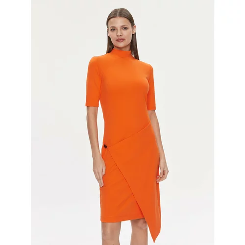Calvin Klein Vsakodnevna obleka Stretch Jersey Asymmetric Dress K20K206498 Oranžna Slim Fit