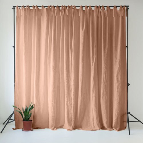 Linen Tales Rožnata/rjava lanena zavesa 140x250 cm Cafe Creme &amp;ndash; Slike