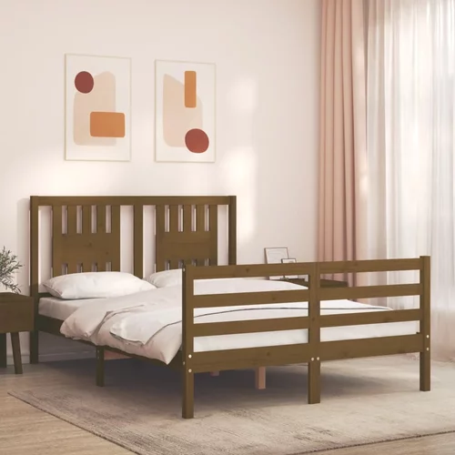 vidaXL Okvir kreveta s uzglavljem boja meda 140 x 200 cm masivno drvo
