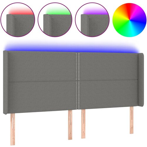 Maison Chic LED Posteljno vzglavje - Vzglavna omarica - Nočna omarica temno sivo 183x16x118/128 cm blago, (21709871) Cene
