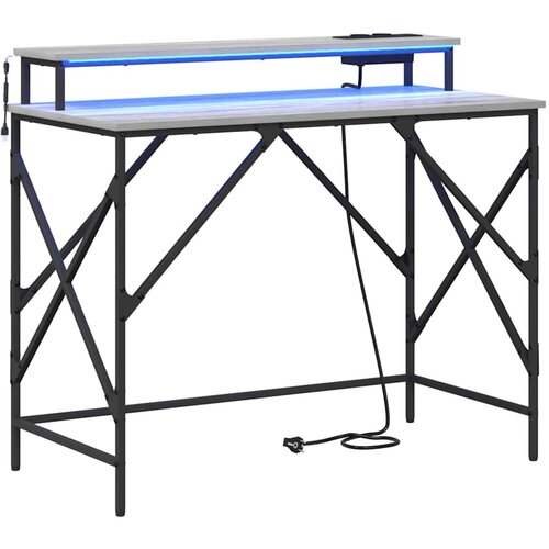  Stol s policom Siva Sonoma 100 x 50 x 86,5 cm Konstruirano drvo Slike