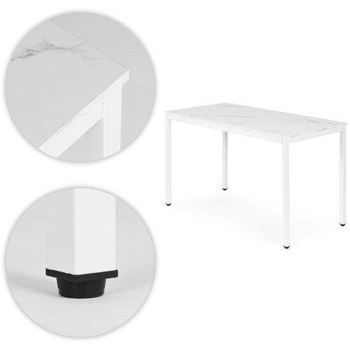 Modern Home stol za kuhinju i blagovaonicu za 4&amp;ndash;5 osoba / računalni stol 120 &amp;times; 60 cm &amp;ndash; bijeli mramor Slike
