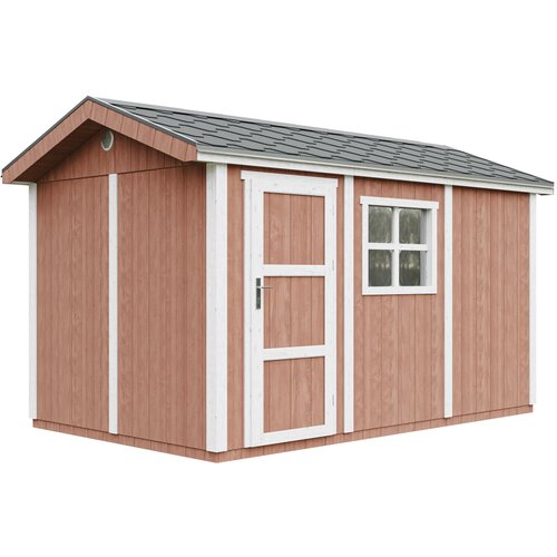 Timbela Vrtna hi&scaron;ica vrhunske kakovosti 8,68 m&sup2; - V252x250x412 cm - s tlemi in bitumenskimi plo&scaron;čicami - M914-REDWOOD RED, (5000117223) Cene