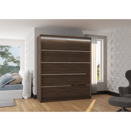ADRK Klizni ormar SPECTRA s LED rasvjetom, 180 cm - OKOLADA Cene