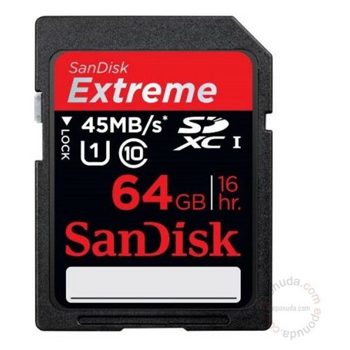 Sandisk SD 64GB extreme 45mb/s 66857 memorijska kartica Slike
