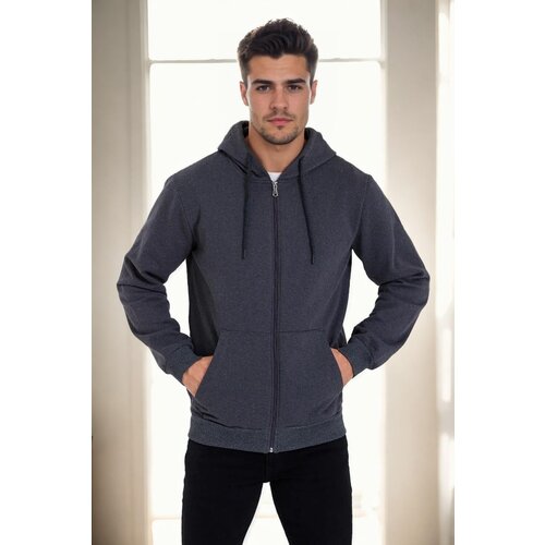 Dewberry 94090 Kangaroo Pocket Hooded Zipper Mens Sweatshirt-ANTHRACITE Cene