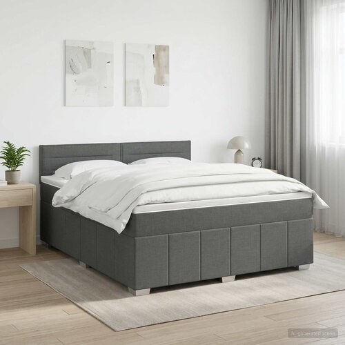  Boxspring krevet s madracem Tamnosiva 160 x 200 cm Tkanina 203 x 164 x 88 cm Cene