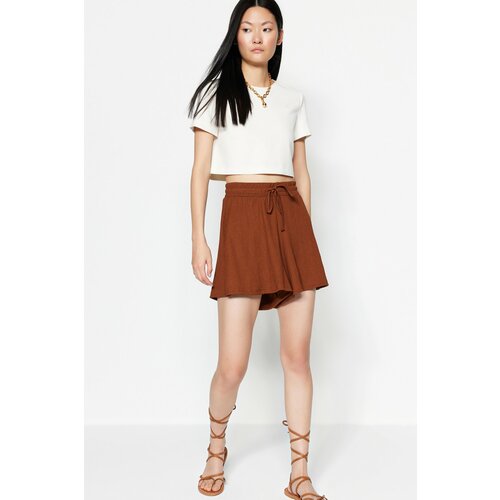 Trendyol Shorts - Brown - High Waist Cene