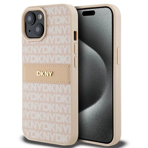 Dkny ETUI LEATHER MONO STRIPE & METAL LOGO NA IPHONE 15 PLUS / 14 PLUS - R&Oacute;ŻOWE, (21897610) Cene