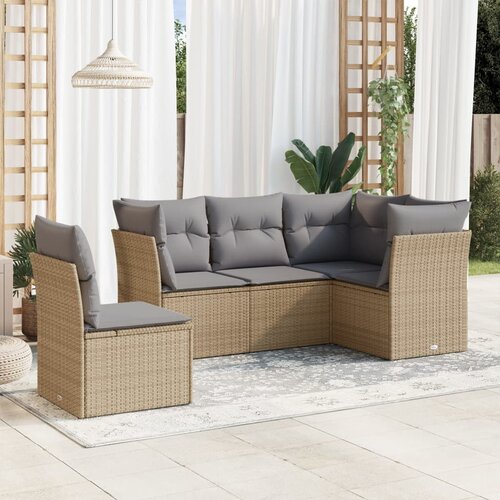 vidaXL 5-dijelni vrtni set sofa s jastucima bež od poliratana Cijene
