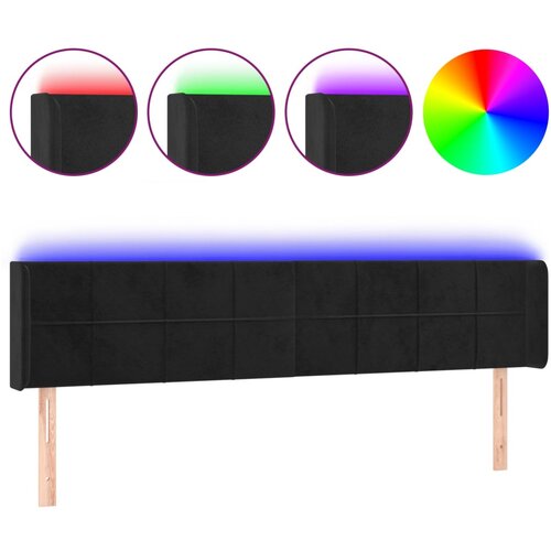 Maison Chic led posteljno vzglavje - vzglavna omarica - nočna omarica črno 163x16x78/88 cm žamet, (21712425) Slike
