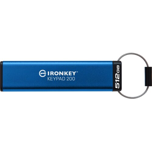 Kingston Technology IronKey Keypad 200 USB izbrisivi memorijski pogon 512 GB USB Tip-A 3.2 Gen 1 (3.1 Gen 1) Plavo Cijene