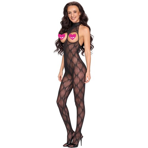 Cottelli Diamond Pattern Crotchless Catsuit with Breast Cutouts 2551918 Black XL/XXL Cijene
