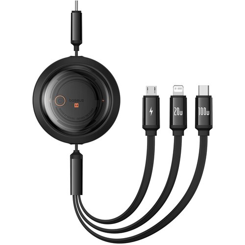  Baseus Free2Draw CB000084 Retractable Kabel 3v1: USB-C, Lightning, micro USB, 100W, 1.1m, Črna, (22006769) Cene